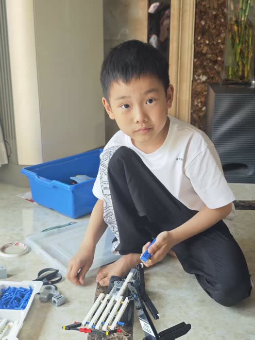 拼搭乐高模型的照片